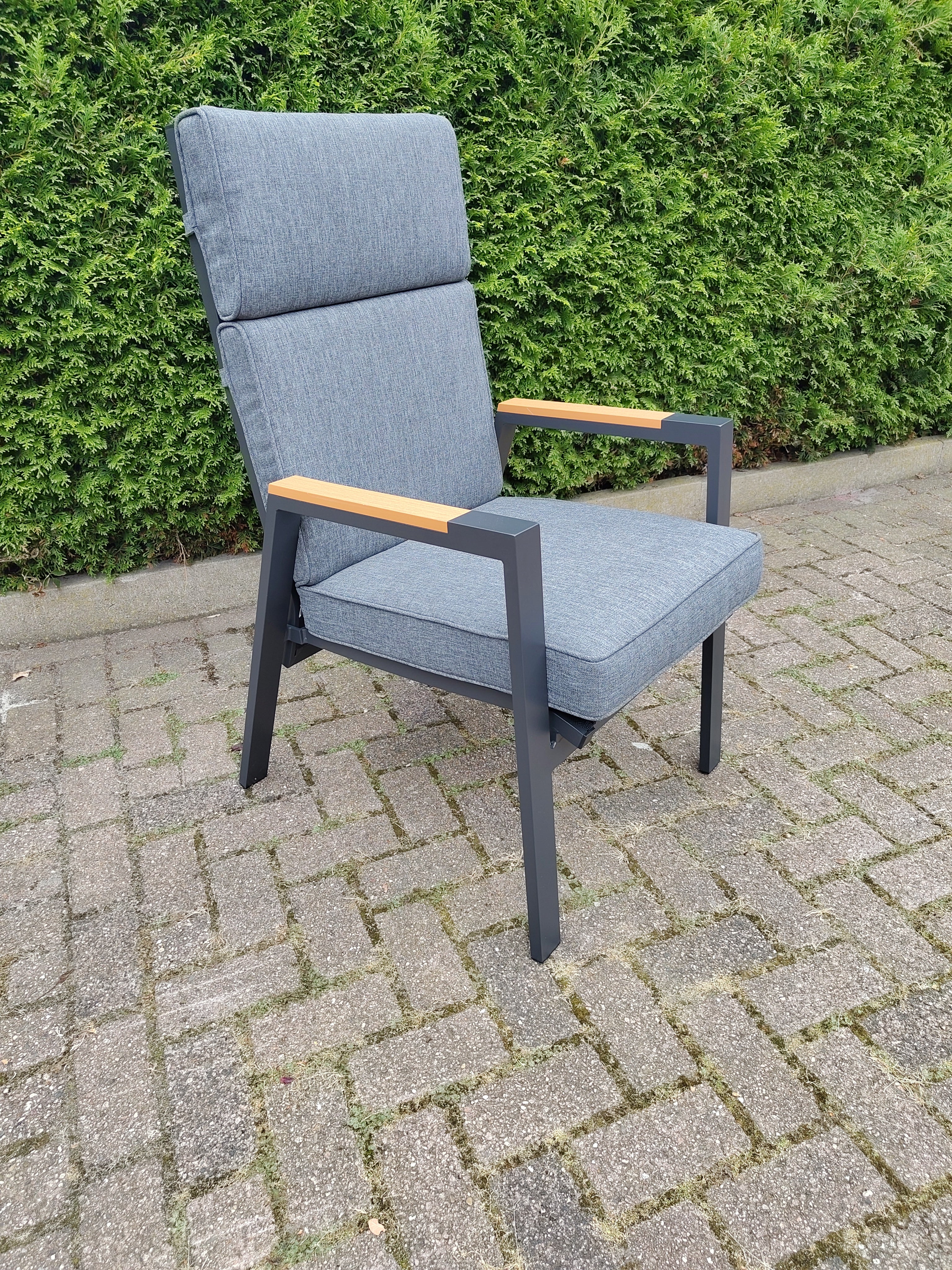 Milano verstelbare stoel - Grijs met teak armleuning