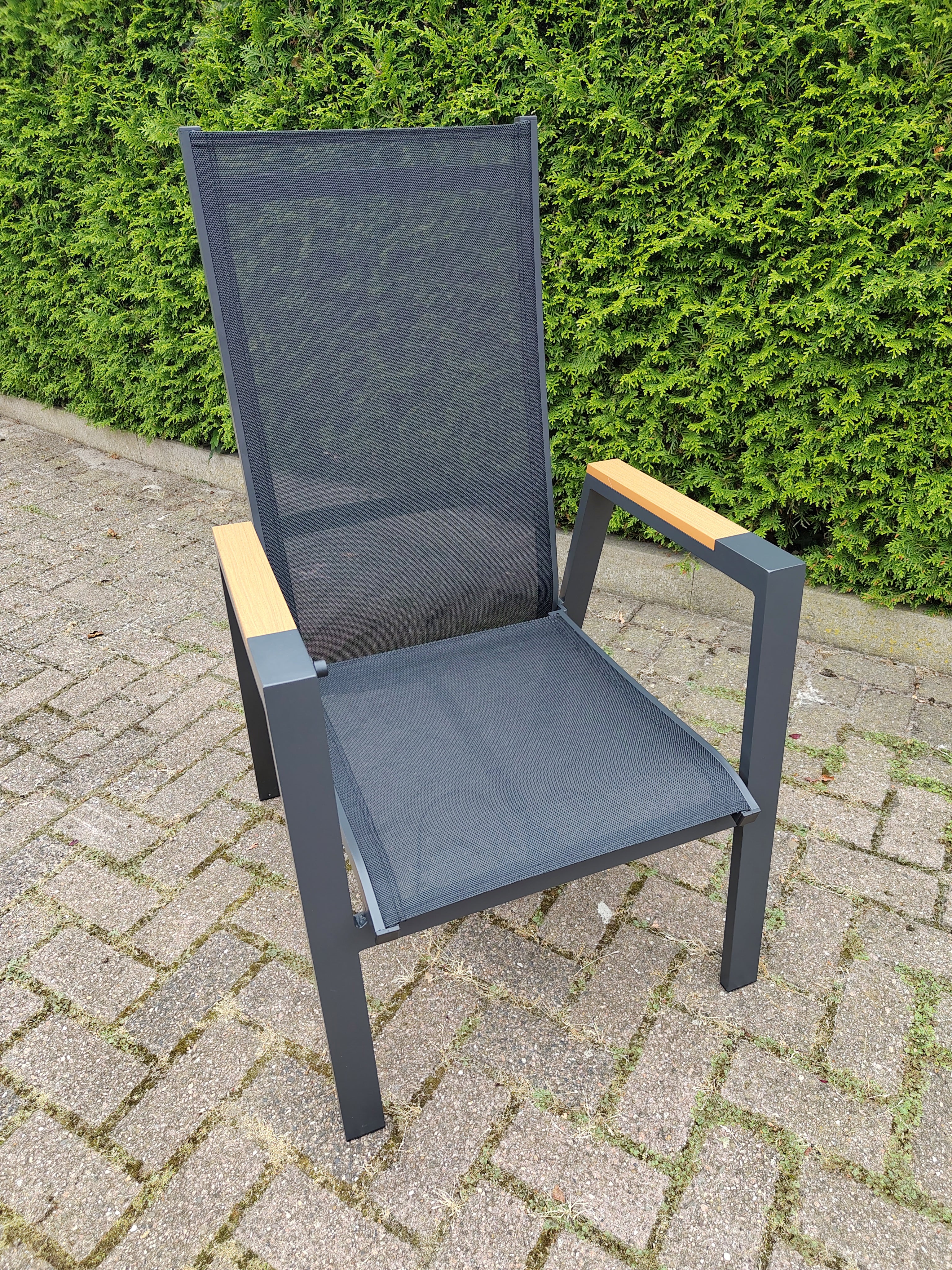 Milano verstelbare stoel - Grijs met teak armleuning