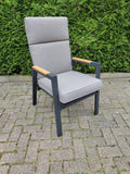 Milano verstelbare stoel - Taupe met teak Armleuning