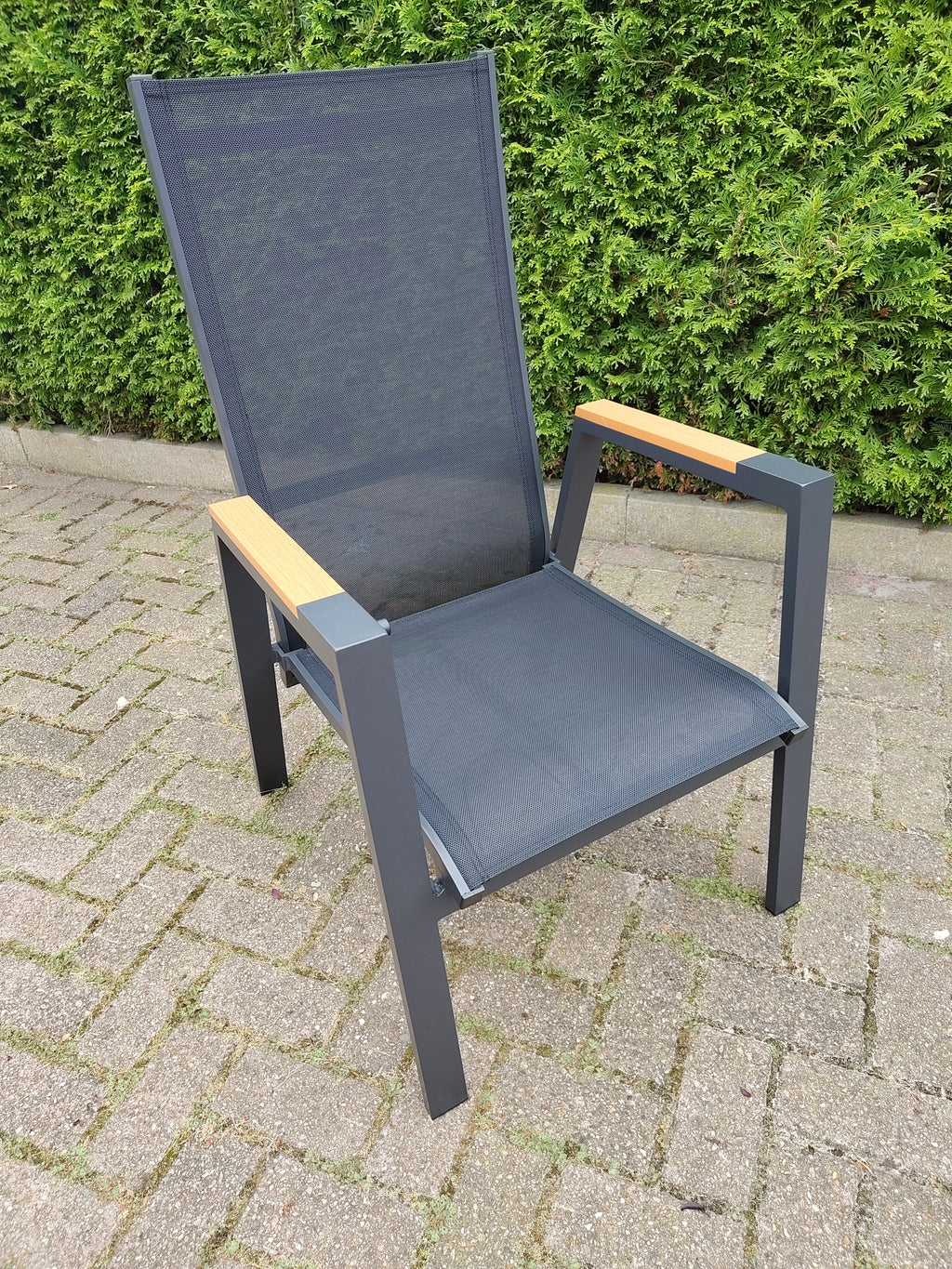 Milano verstelbare stoel - Taupe met teak Armleuning