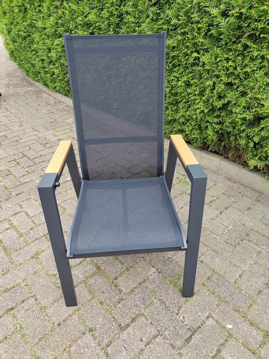 Milano verstelbare stoel - Taupe met teak Armleuning
