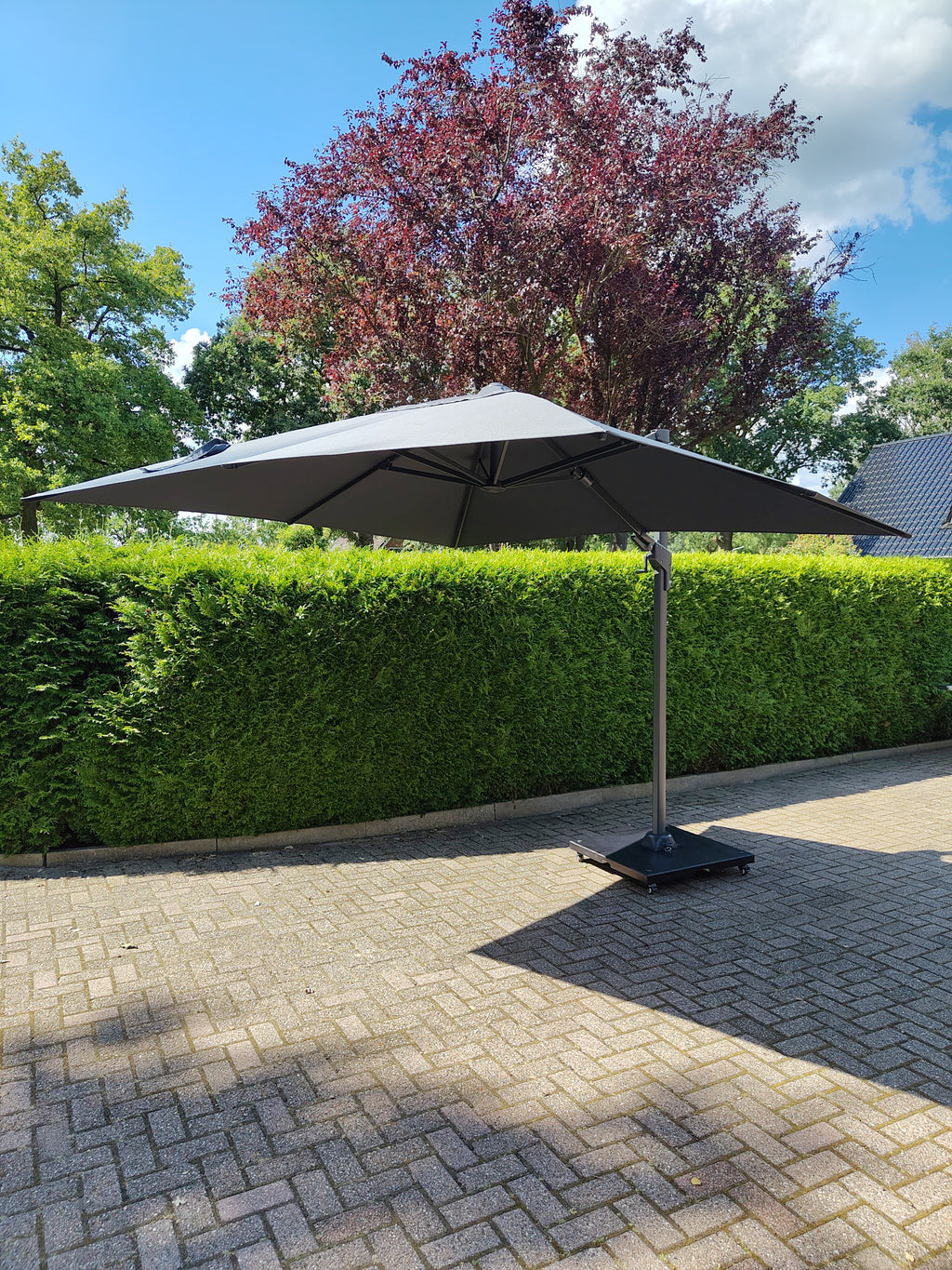 Zweefparasol VirgoFlex grijs 3x3mtr