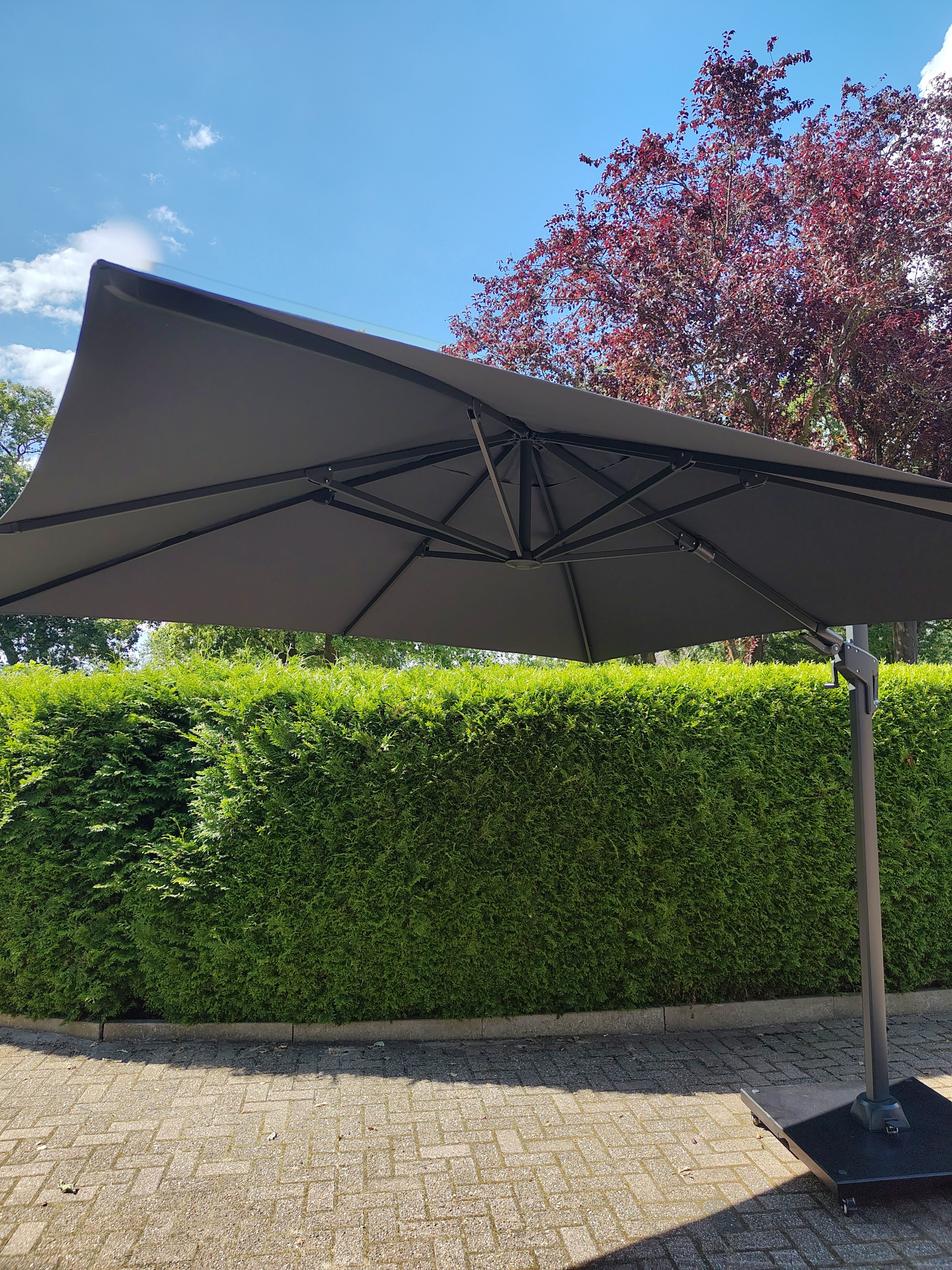 Zweefparasol VirgoFlex grijs 3x3mtr