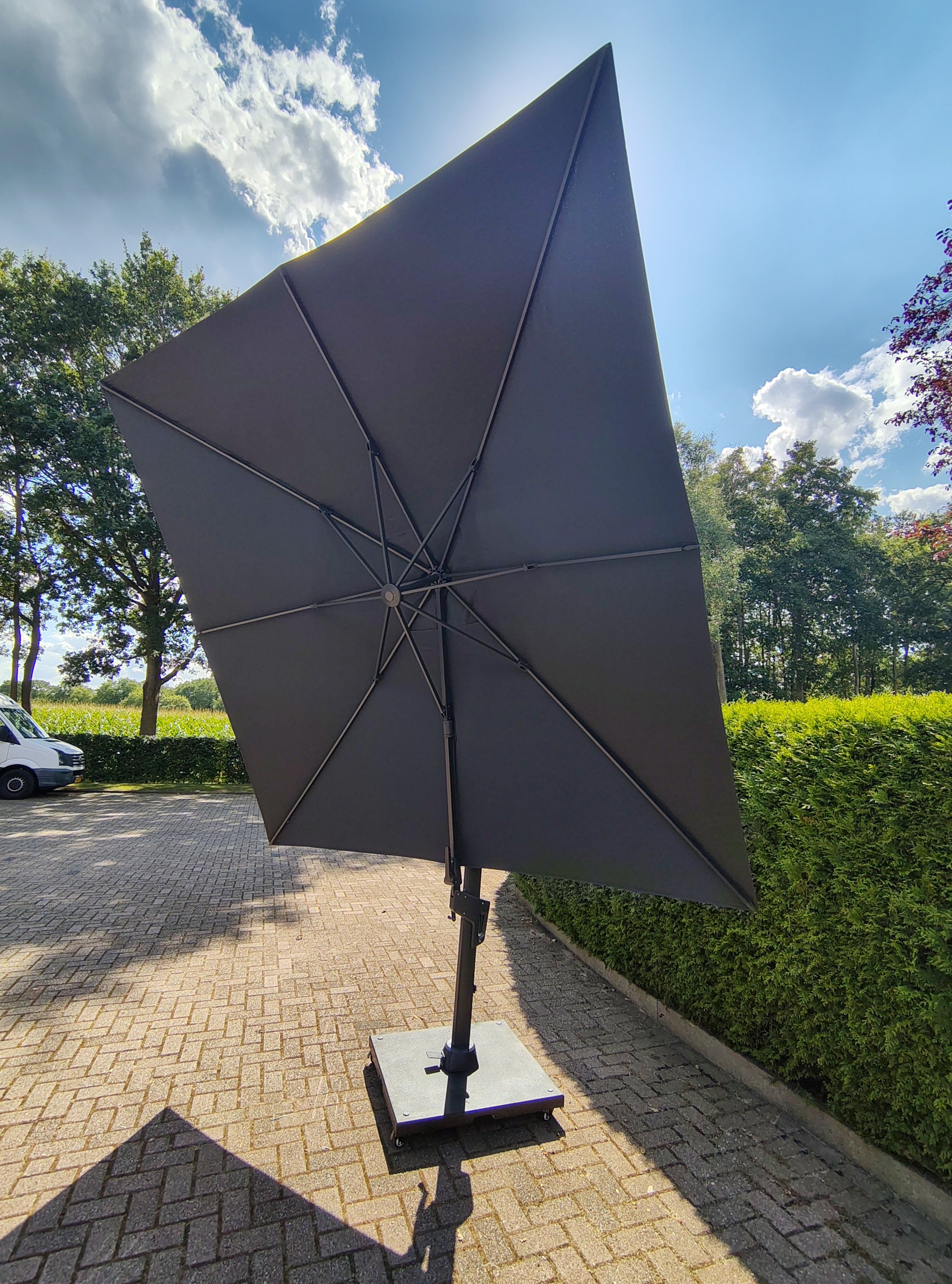 Zweefparasol VirgoFlex grijs 3x3mtr