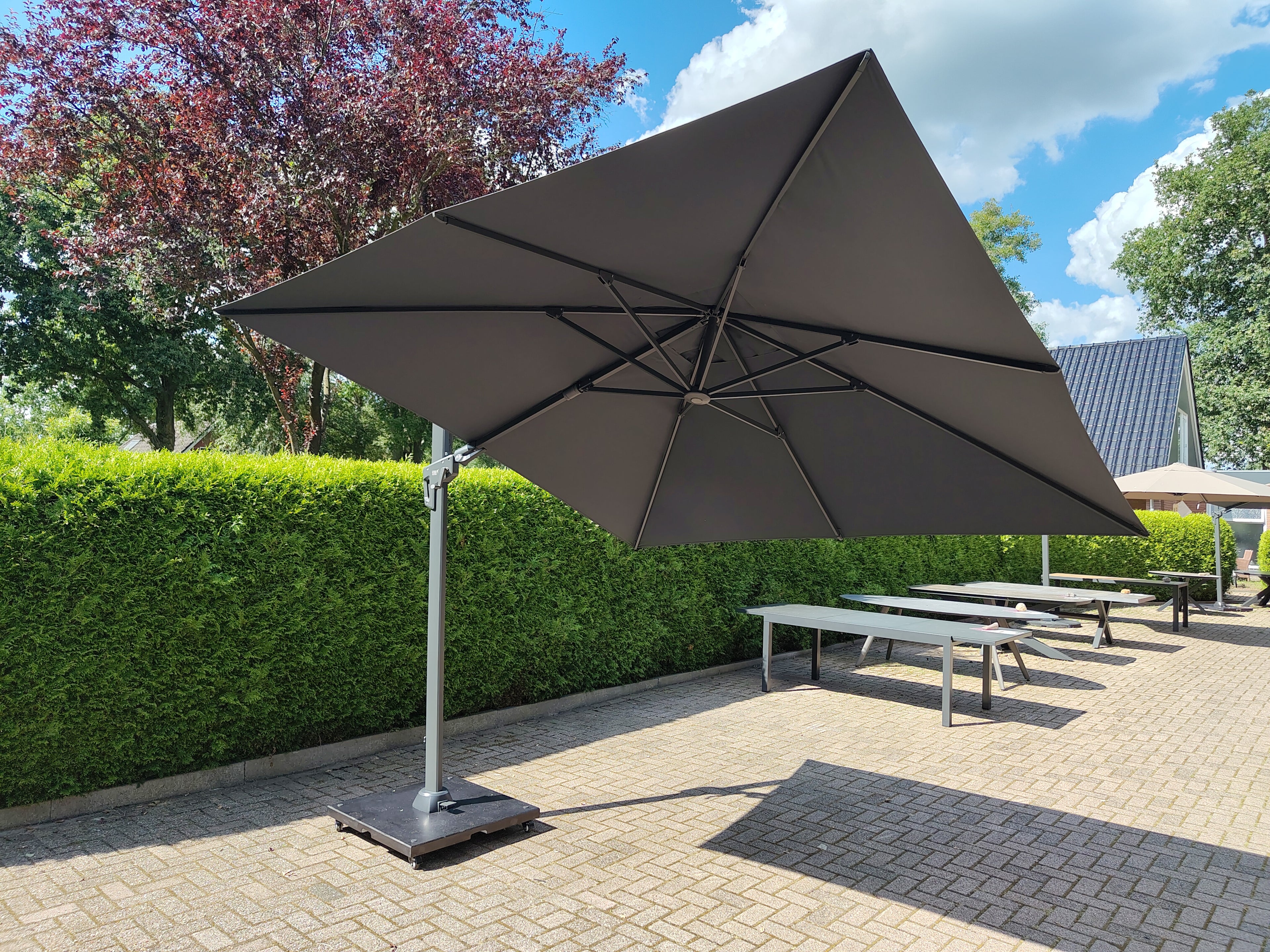 Zweefparasol VirgoFlex grijs 3x3mtr