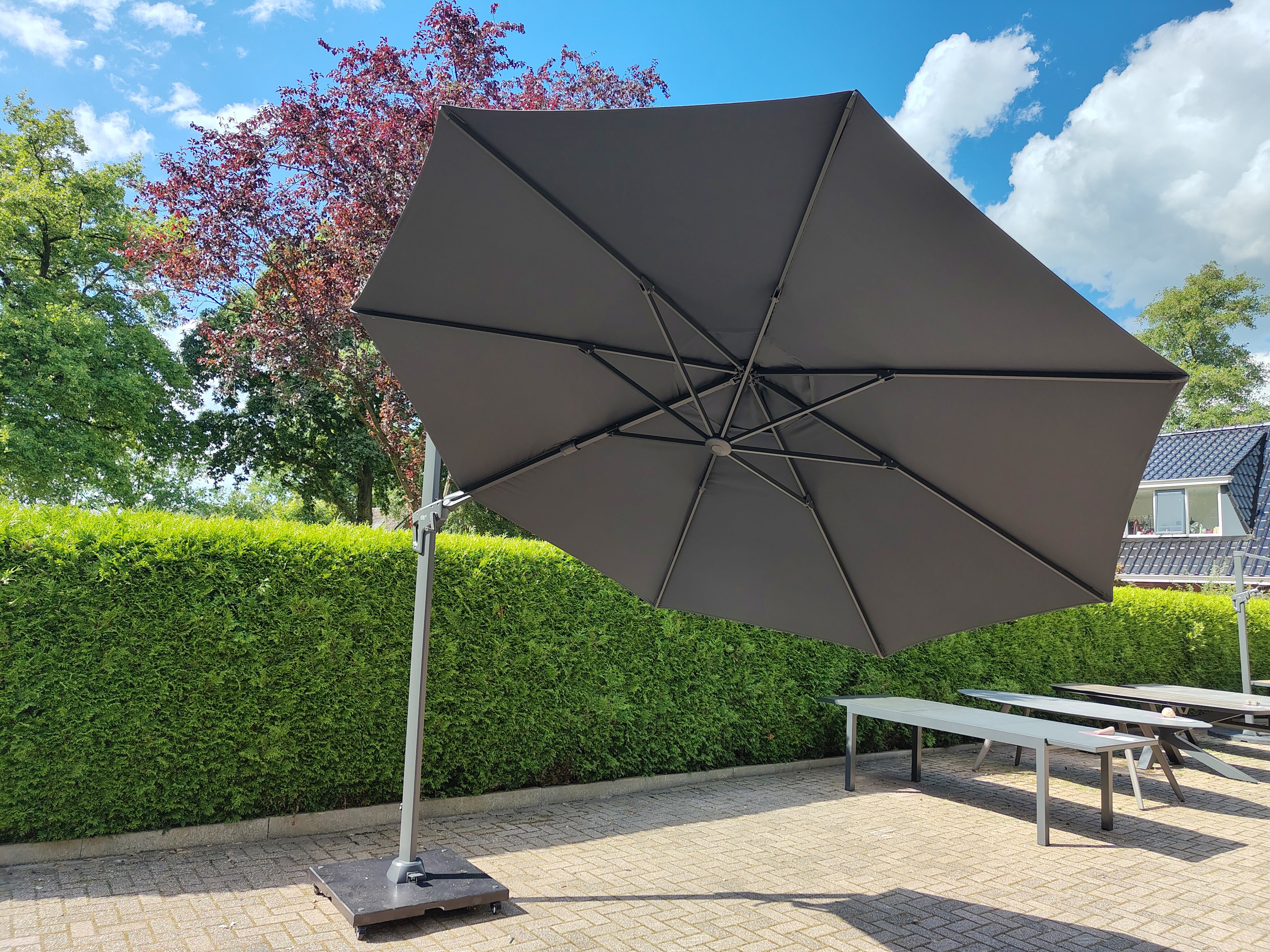 Zweefparasol Virgoflex grijs Ø3,5mtr