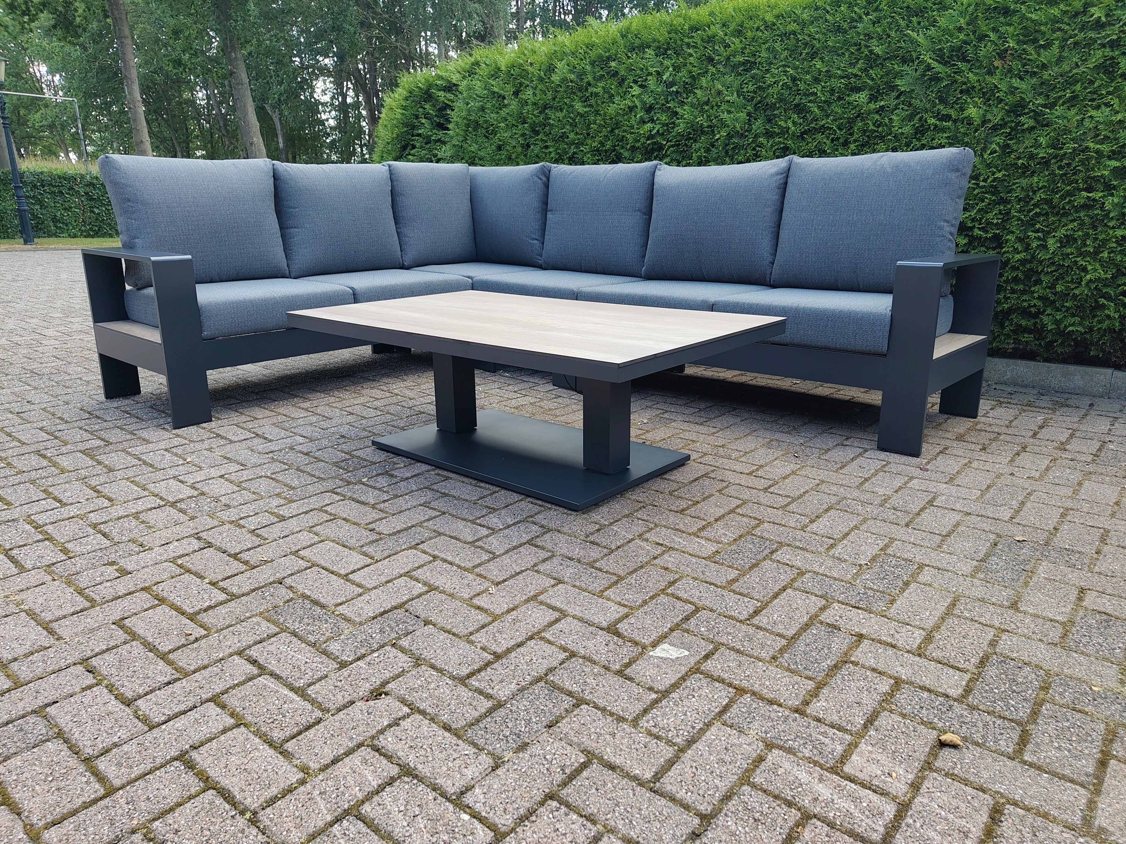 Castello Cornerset Antraciet met HPL Lift Tafel